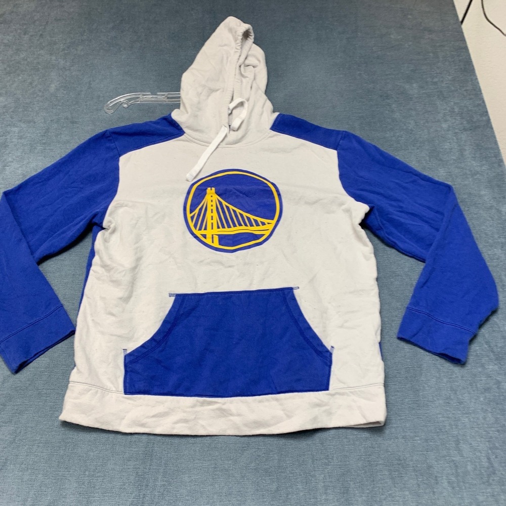 Golden State Warriors Hoodie Men Large Beige Blue Fanatics NBA Basketball Sports